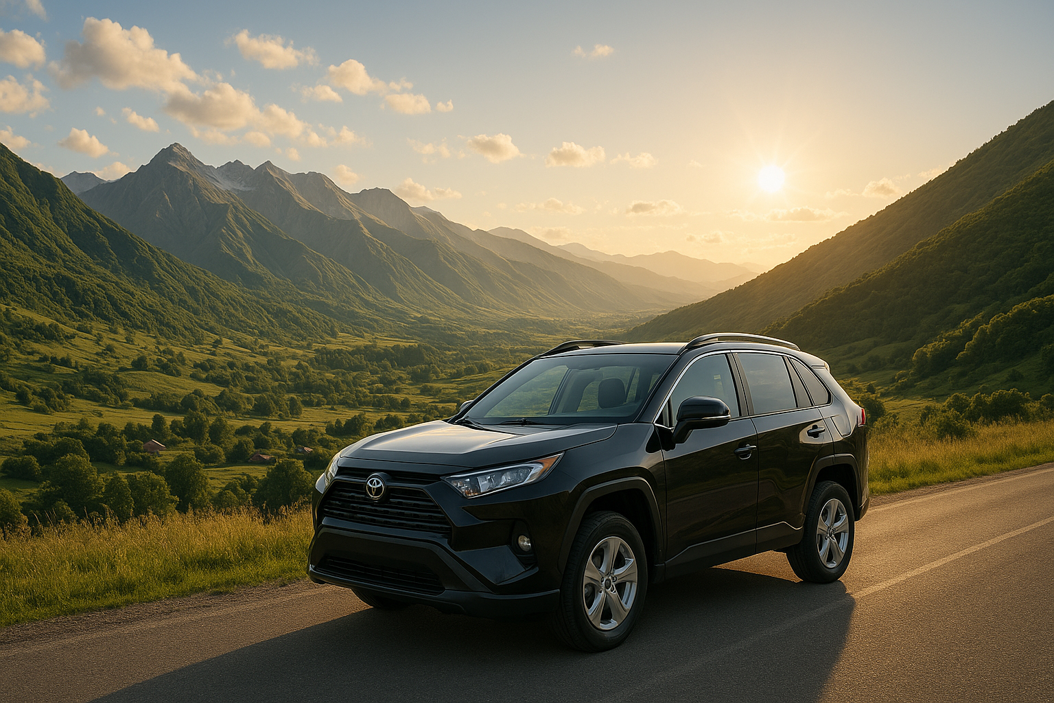 Popular car on the mountainous background