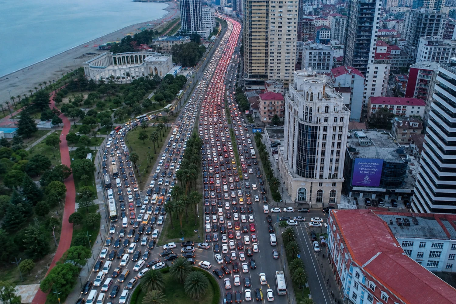 Traffic chaos in Batumi