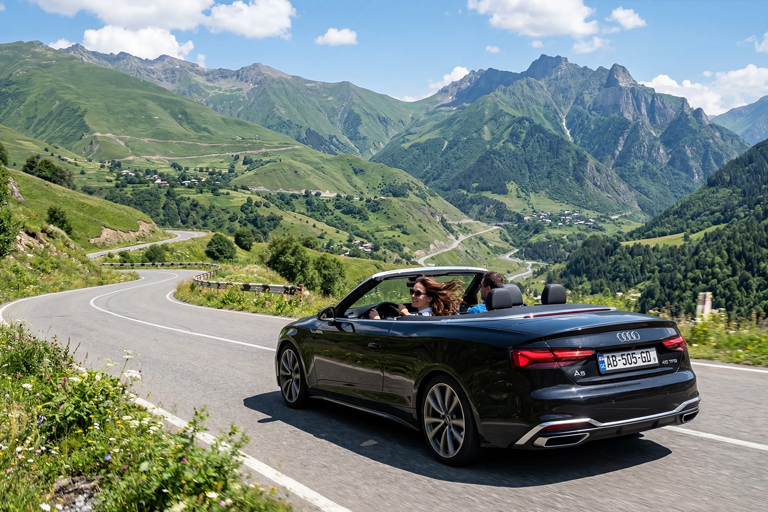 Popular car on the mountainous background