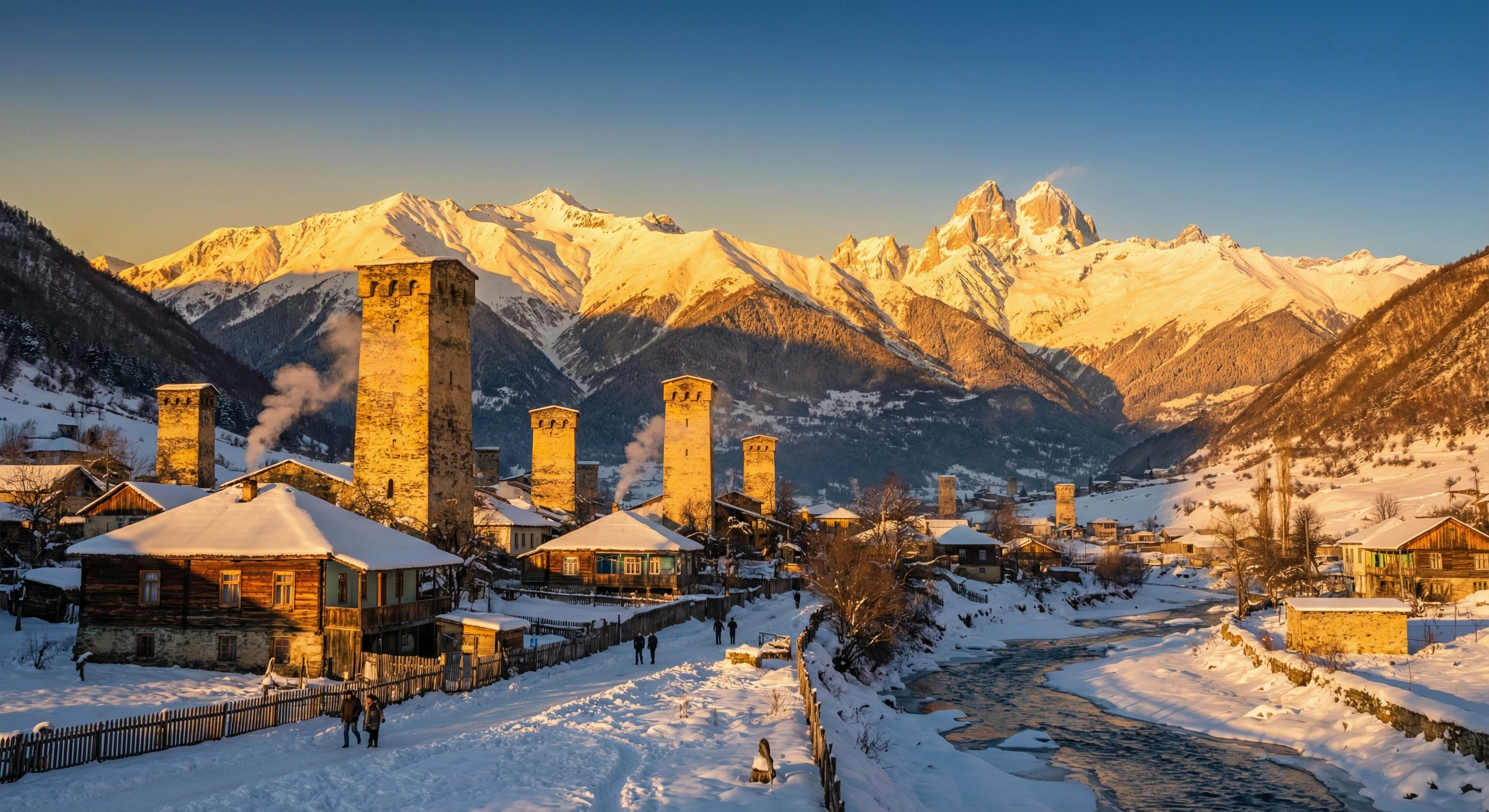 Mestia Sunset in Winter