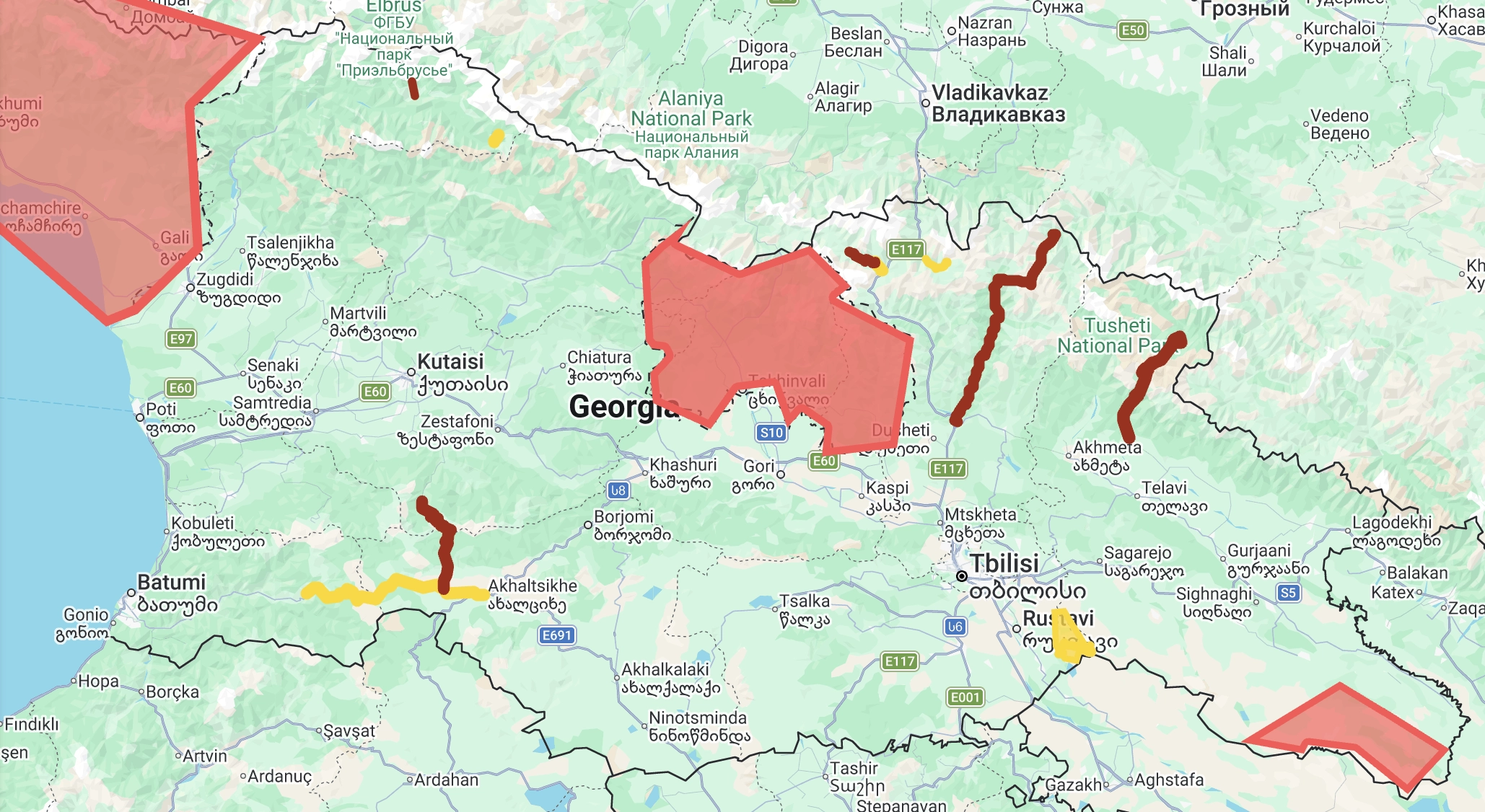 Banned roads for visiting